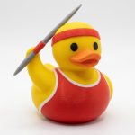 Javelin Thrower Duck Collectible Figurine - Unique Desk Decor for Adults – 3D Printed in Canada