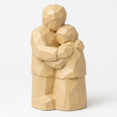 Wood Carved Comfort Collectible Figurine in White Oak Finish - 3D Printed in Canada (White Oak)