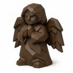 Wood Carved Guardian Angel Collectible Figurine in Black Walnut Finish - 3D Printed in Canada (Black Walnut)