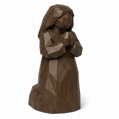 Wood Carved-Like Hope Figurine in Black Walnut Finish - 3D Printed in Canada (Black Walnut)