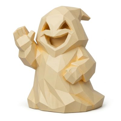Wood Carved Friendly Ghost Collectible Figurine in White Oak Finish - 3D Printed in Canada (White Oak)