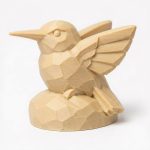 Wood Carved-Like Hummingbird Figurine - Unique Desk Decor for Adults – 3D Printed in Canada - 3D Printed in Canada (White Oak)