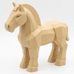 Wood Carved Horse Figurine in White Oak Finish - 3D Printed in Canada (White Oak)