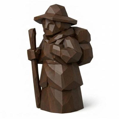 Wood Carved-Like Journey Begins Figurine in Black Walnut Finish - 3D Printed in Canada (Black Walnut)