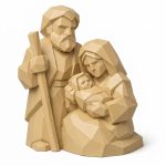 Wood Carved-Like Holy Family Figurine in White Oak Finish - 3D Printed in Canada (White Oak)