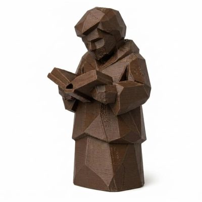 Wood Carved-Like Study Figurine in Black Walnut Finish - 3D Printed in Canada (Black Walnut)