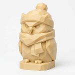 Wood Carved-Like Winter Owl Figurine - Unique Desk Decor for Adults – 3D Printed in Canada - 3D Printed in Canada (White Oak)