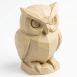 Wood Carved Wise Owl Figurine in White Oak Finish - 3D Printed in Canada (White Oak)