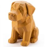 Wood Carved Labrador Retriever Figurine in Ochre Yellow Finish - 3D Printed in Canada (Ochre Yellow)
