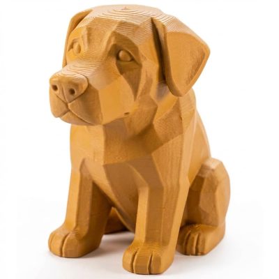 Wood Carved Labrador Retriever Figurine in Ochre Yellow Finish - 3D Printed in Canada (Ochre Yellow)