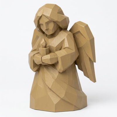 Wood Carved Angel of Gentle Passing Collectible Figurine - Unique Desk Decor for Adults 3D Printed in Canada - 3D Printed in Canada (Classic Birch)