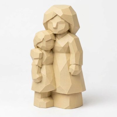 Wood Carved-Like Big Sister Figurine - Unique Desk Decor for Adults – 3D Printed in Canada - 3D Printed in Canada (White Oak)