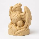 Wood Carved-Like Phoenix Figurine - Unique Desk Decor for Adults - Eye-Catching Collector's Display Piece – 3D Printed in Canada - 3D Printed in Canada (White Oak)