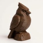 Wood Carved-Like Cardinal Figurine in Black Walnut Finish - 3D Printed in Canada (Black Walnut)