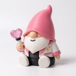 K-Pop Idol Gnome Collectible Figurine - Colorful Pink Hat and Heart Scepter Desk Decor for Adults - Unique Shelf Display and Gift Accent - 3D Printed in Canada