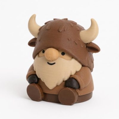 Bison Gnome Collectible Figurine - Unique Desk Decor for Adults – 3D Printed in Canada