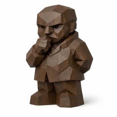 Wood Carved-Like Idea Form Figurine in Black Walnut Finish - 3D Printed in Canada (Black Walnut)