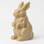 Wood Carved-Like Hare Figurine - Unique Desk Decor for Collectors 3D Printed in Canada - 3D Printed in Canada (Classic Birch)