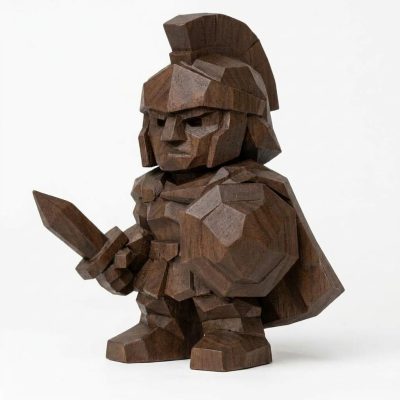 Wood Carved-Like Alexander the Great Figurine - Unique Desk Decor for Collectors – 3D Printed in Canada - 3D Printed in Canada (Black Walnut)