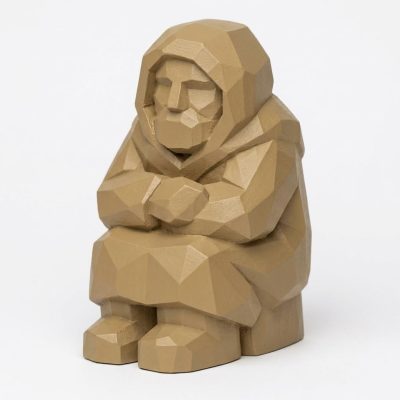Wood Carved-Like Long Winter Evening Figurine - Unique Desk Decor for Adults 3D Printed in Canada - 3D Printed in Canada (Classic Birch)