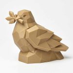Wood Carved-Like Dove of Peace Figurine - Elegant Desk Decor for Collectors 3D Printed in Canada - 3D Printed in Canada (Classic Birch)