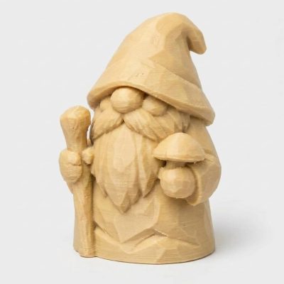 Wood Carved-Like Forest Gnome Figurine - Unique Desk Decor for Adults – 3D Printed in Canada - 3D Printed in Canada (White Oak)