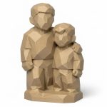 Wood Carved-Like Brothers Figurine - Unique Desk Decor for Adults 3D Printed in Canada - 3D Printed in Canada (Classic Birch)