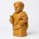 Wood Carved-Like Julius Caesar Figurine in Ochre Yellow Finish - 3D Printed in Canada (Ochre Yellow)