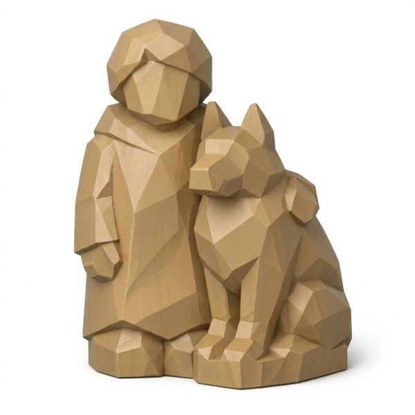 Figurine de la complicité sculptée façon bois