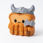 Viking Toast Collectible Figurine - Striking 3D Printed Desk Decor with Detailed Braided Beard, Axe, and Helm - Unique Gift for Fantasy Lovers and Adults - 3D Printed in Canada