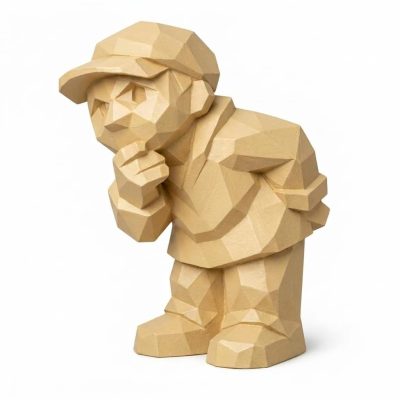 Wood Carved Curious Soul Collectible Figurine in White Oak Finish - 3D Printed in Canada (White Oak)