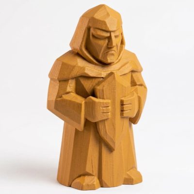 Wood Carved Sacred Guardian Figurine in Ochre Yellow Finish - 3D Printed in Canada (Ochre Yellow)