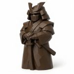 Wood Carved-Like Samurai Figurine - Unique Desk Decor for Collectors – 3D Printed in Canada - 3D Printed in Canada (Black Walnut) — 3D Printed Wood Carved by 3DCentral