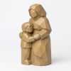 Figurine mère et fils sculptée dans le bois