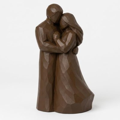 Wood Carved Everlasting Love Collectible Figurine in Black Walnut Finish - 3D Printed in Canada (Black Walnut)