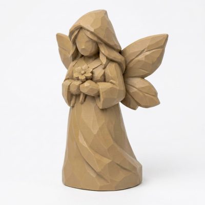Wood Carved Garden Guardian Fairy Collectible Figurine - Unique Shelf Decor for Adults 3D Printed in Canada - 3D Printed in Canada (Classic Birch)