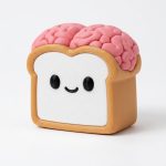 Brain Toast Collectible Figurine - Charming 3D Printed Desk Decor with Pink Brain Detail - Unique Office Accent and Gift for Adults - Eye-Catching Shelf Display - 3D Printed in Canada