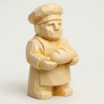 Wood Carved-Like Baker Figurine - Unique Desk Decor for Adults – 3D Printed in Canada - 3D Printed in Canada (White Oak)