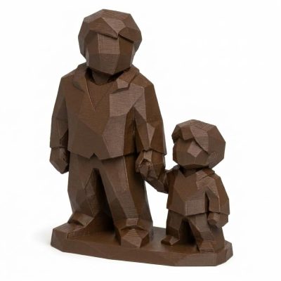 Wood Carved-Like Hand in Hand Figurine - Artisan Aesthetic for Unique Desk Decor - 3D Printed in Canada (Black Walnut)