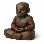 Wood Carved-Like Meditation Figurine in Black Walnut Finish - 3D Printed in Canada (Black Walnut)