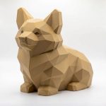 Wood Carved-Like Corgi Figurine - Unique Desk Decor for Adults 3D Printed in Canada - 3D Printed in Canada (Classic Birch)