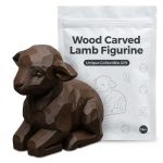 Wood Carved Lamb Figurine in Black Walnut Finish - 3D Printed in Canada (Black Walnut)