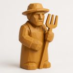 Wood Carved Habitants Farmer Collectible Figurine in Ochre Yellow Finish - 3D Printed in Canada (Ochre Yellow)