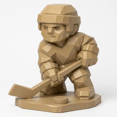 Wood Carved Backyard Hockey Collectible Figurine - Unique Desk Decor for Adults 3D Printed in Canada - 3D Printed in Canada (Classic Birch)
