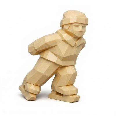 Wood-Carved-Like Ice Skater Collectible Figurine - Unique Desk Decor for Adults – 3D Printed in Canada - 3D Printed in Canada (White Oak)