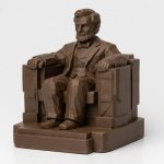 Wood Carved-Like Lincoln Memorial Figurine - Unique Desk Decor for Adults – 3D Printed in Canada - 3D Printed in Canada (Black Walnut)