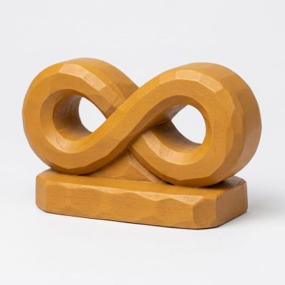 Wood Carved-Like Infinity Figurine in Ochre Yellow Finish - 3D Printed in Canada (Ochre Yellow)