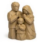 Wood Carved-Like Family Prayer Figurine - Unique Desk Decor for Adults 3D Printed in Canada - 3D Printed in Canada (Classic Birch)