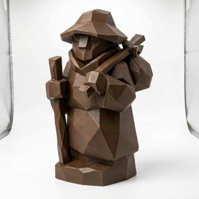 Wood Carved-Like Wanderer Figurine in Black Walnut Finish - 3D Printed in Canada (Black Walnut)
