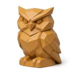 Wood Carved Owl Collectible Figurine in Ochre Yellow Finish - 3D Printed in Canada (Ochre Yellow)